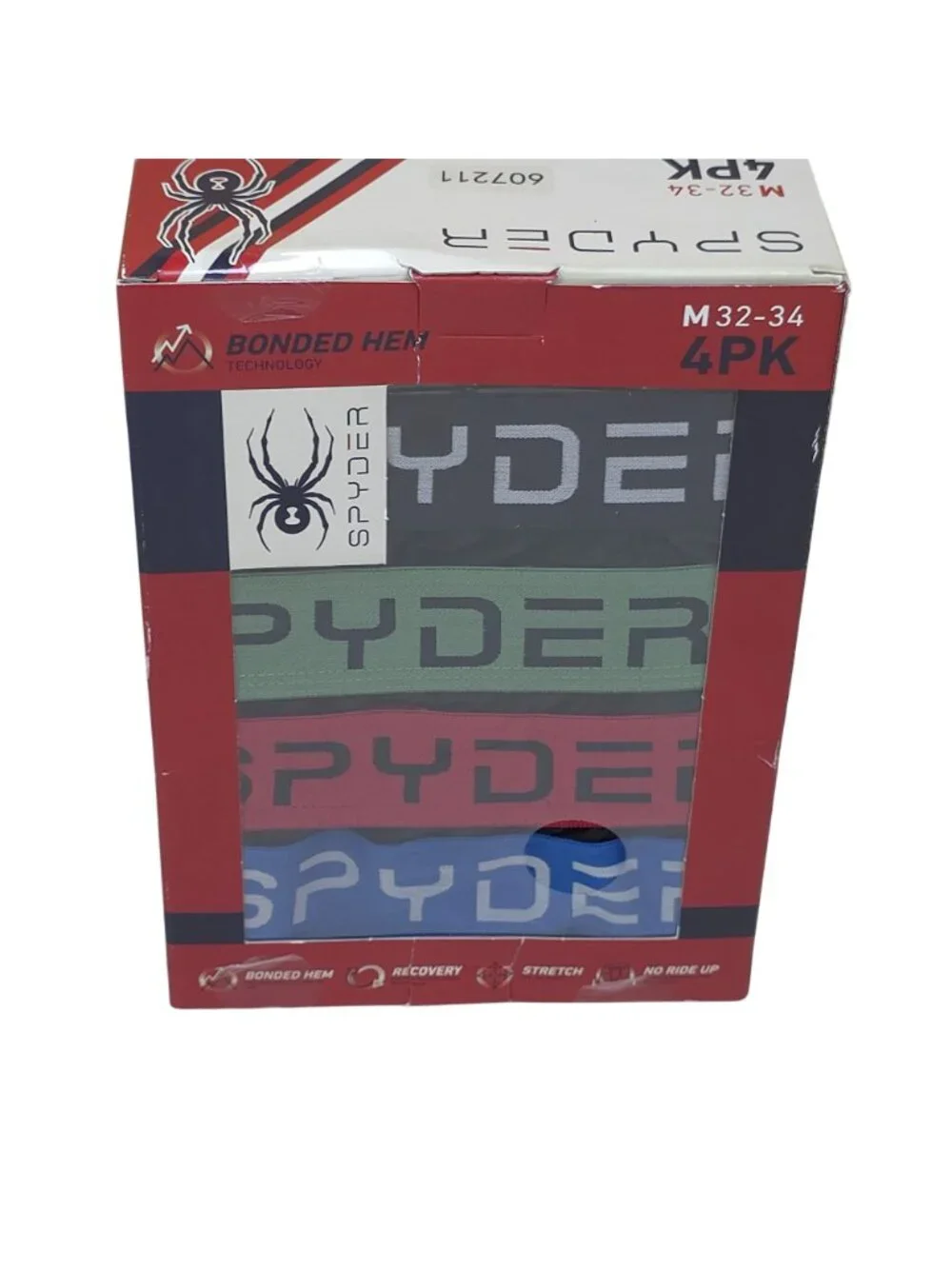 Spyder Mens Bonded Technology Boxer Briefs 4-Pack M 32-34 Stretch No Ride Up